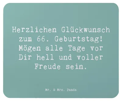 Produktbild von Mr. & Mrs. Panda Mauspad Spruch 66. Geburtstag Glückwünsche - Meeresbrise - Geschenk, Happy Birthday, Mouse Pad, pc mausunterlage, mousepad, herzlicher Geburtstagsgruß