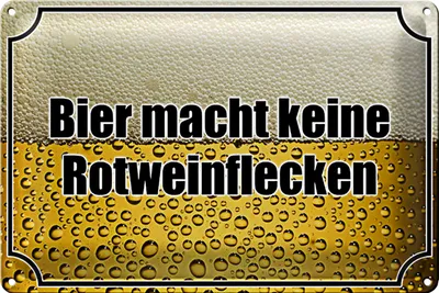 Produktbild von Blechschild Spruch 30x20cm Bier keine Rotweinflecken