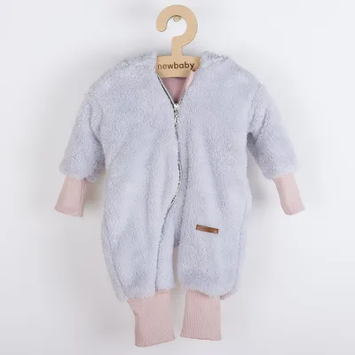 Produktbild von Baby Teddybär Winteroverall grau und rosa, Gr. 62 (3-6m)