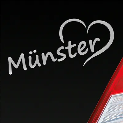 Produktbild von Auto Aufkleber Münster Herz Heart Stadt City Liebe Love 18,5x8 cm Silber Sticker Heckscheibenaufkleber