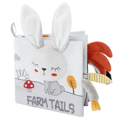 Produktbild von Minicee Baby Stoffbuch Kaninchen Knisterbuch mit Tier-Schwänzen 0+