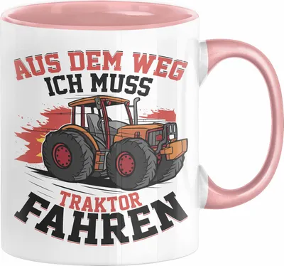 Produktbild von Bauer Landwirt Geschenk Tasse Aus Dem Weg Ich Muss Traktor Fahren Geschenkidee Jungs (Rosa)
