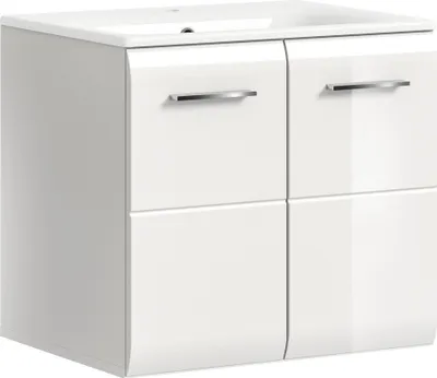 Produktbild von Waschtisch-Set >Ice< in Weiß / Weiß Hochglanz - 60x55x46cm (BxHxT)