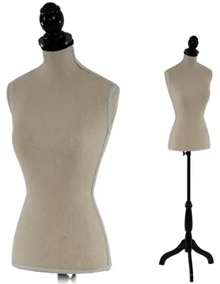 Productafbeelding van Paspop - Vrouwelijke torso - Verstelbaar - 163 x 80 x 80 cm - Crème en zwart