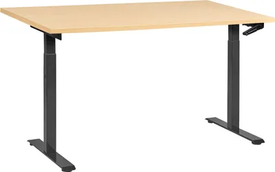 Zdjęcie produktu dla BELIANI Regulowane biurko jasnobrązowy blat czarna stalowa rama 160 x 72 cm ręczna zmiana wysokości kwadratowe nóżki nowoczesny design biuro