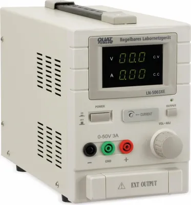 Produktbild von QUATPOWER Labornetzgerät LN-5003XE: Stufenlos einstellbar | LED-Display | 0 - 50 V Ausgangsspannung | 0 - 3 A Strombegrenzung | Kompaktes, leichtes Design (4,6 kg) | Sicher, präzise und zuverlässig für vielfältige Anwendungen in Werkstatt, Labor und Hobby!