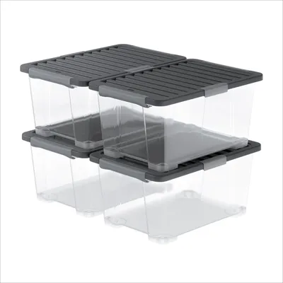 Produktbild von Rotho Core Pro 4er-Set Aufbewahrungsbox mit Deckel 44 L stapelbar Anthrazit