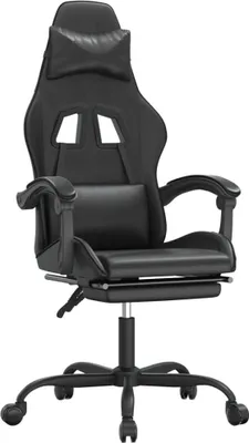 Productafbeelding van vidaXL Gaming stoel met voetsteun, draaibaar, zwart, kunstleer