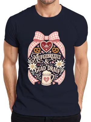 Imagen del producto de Traje tradicional alemán para : vestido "Dirndl", pantalones de cuero, camiseta para hombre, color azul marino, talla S