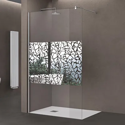 Image de doporro Paroi de Douche à L'italienne 80cm Pare-douche avec Stabilisateur Rond Verre de Sécurité 10mm Revêtement NANO 80x200cm Design Bremen02BL