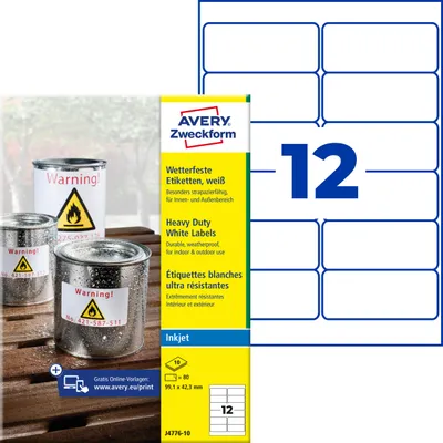Immagine prodotto di AVERY Zweckform J4776-10 AVERY Zweckform Folien-Etiketten, wetterfest, 99,1 x 42,3 mm