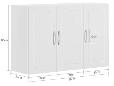 Productafbeelding van Wandkast FRG231-L – Kast voor keuken en badkamer – Dubbele deuren – Verstelbare legplanken – MDF – 90 x 30 x 60 cm – Wit