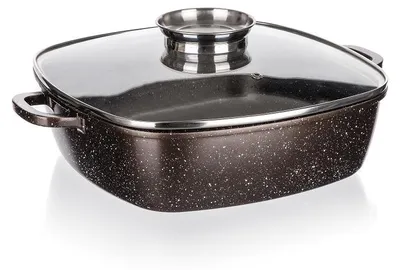 Obrázok produktu pre PREMIUM Tmavohnedý nepriľnavý pekáč 28x28x8 cm s vekom s aromatickým gombíkom