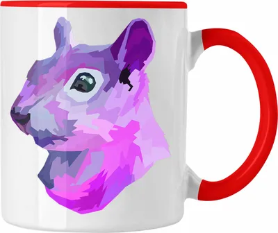 Produktbild von Trendation - Eichhörnchen Tasse Polygon Grafik Geschenk (Rot)