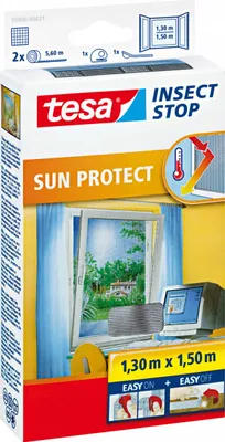 Produktbild von tesa Fliegengitter mit Sonnenschutz für Fenster 1,30 m x 1,50 m anthrazit