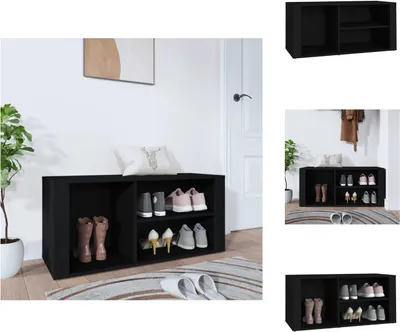 Zdjęcie produktu dla vidaXL Stojak na buty czarny 100x35x45 cm materiał drewnopochodny - Stojaki i szafki na buty