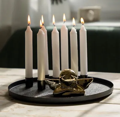 Produktbild von Kerzenteller Dekoteller Schale für Stabkerzen Schwarz Wohnzimmer 30cm