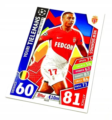 Obrázok produktu pre Match Attax 2017/18 Ns10 Youri Tielemans Card / New Signings