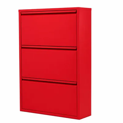 Produktbild von Alveon Schuhkipper Metall 3 Klappen schmal 51 x 15 x 108 cm - Rot