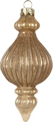 Zdjęcie produktu dla Ozdoba choinkowa, kula, kształt kropli, szklana, ażurowa, 7x14 cm, złota, Clayre & Eef, 6GL4624