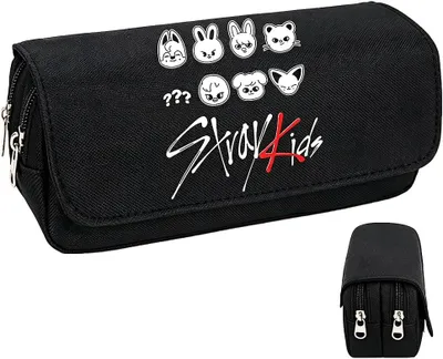 Produktbild von Federmäppchen 20 x 10 x 8 cm, 2 Fächer, schwarz, für Schule