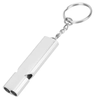 Produktbild von Outdoor-Survival-Pfeife mit Schlüsselanhänger, Doppelrohre aus Aluminiumlegierung, Silber