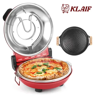 Immagine prodotto di Forno per pizza, controllo della temperatura a due livelli, piano in pietra minerale, colore rosso, alimentazione 220V-240V, spina europea