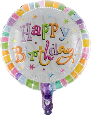 Produktbild von Folienballon Happy Birthday Rund Sterne 45cm – Bunter Party Ballon Geburtstag