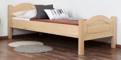Produktbild von Einzelbett / Gästebett Buche massiv Vollholz natur 113, inkl. Lattenrost -  80 x 200 cm (B x L)