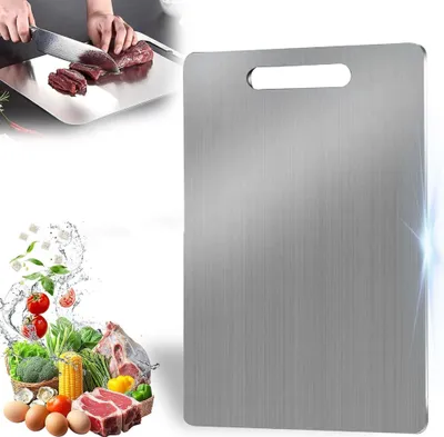 Produktbild von Titan Schneidebrett 30x46cm Edelstahl Küchenbrett Schneidematte