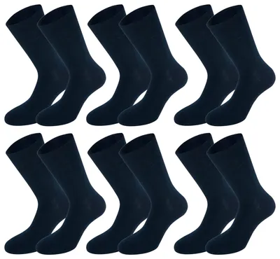 Tobeni Herren Socken 6-er Pack mit Elasthan und Softrand ohne Gummi Marine-Blau