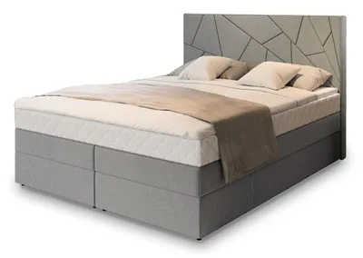 Produktbild von Masseno Boxspringbett TRANI 160x200 cm Komplett-Set mit Bonell Matratze und Topper, Polsterbett mit Bettkästen -Hellgrau, INARI 91