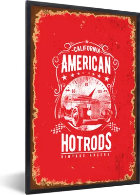 Produktbild von MuchoWow® MuchoWow® Gerahmtes Poster Oldtimer - Auto - Amerika 20x30 cm - Poster mit zchwarzem Bilderrahmen - Drucken - Bilder Poster im Rahmen