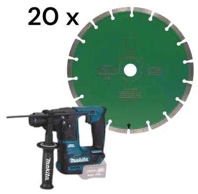 Produktbild von Makita HR166DZ Akku Bohrhammer ohne Akku und Ladegerät + 20 Stück Diamanttrennscheiben Green Cut 230 mm