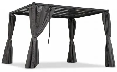 Produktbild von osoltus Lamellen-Pavillon Pergola Lamellendach 3 x 3,2 m mit Vorhang