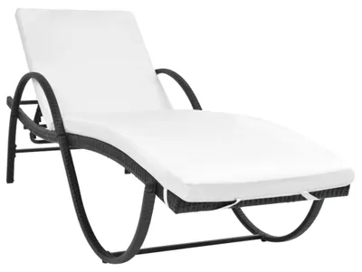 Obrázok produktu pre vidaXL Lehátko s podperou a stolíkom Poly Rattan Black