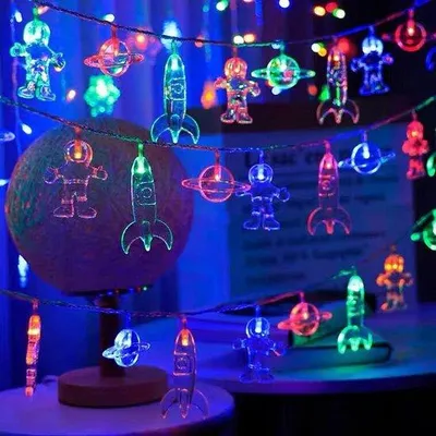 Image de Guirlande lumineuse LED pour chambre d'enfant - Éclairage d'ambiance pour chambre d'enfant - Veilleuses - Éclairage pour chambre de bébé - Éclairage LED pour chambre d'enfant - Fêtes