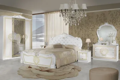 Produktbild von Barock Schlafzimmer Greta in Weiss/Gold 6-Teilig  4-Türig