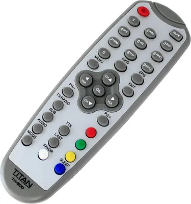 A remote control is shown against a white background.