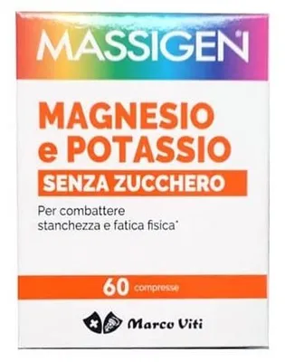 Obrázok produktu pre MASSIGEN: Magnézium, draslík, bez cukru, 60 tabliet