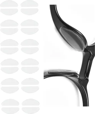 Produktbild von 12 Paar Silikon Nasenpad, 1.0mm Nasenpads brille selbstklebend Rutschfeste Selbstklebende Nasenpads, Antirutsch Klebend Pad Selbstklebende Dünne Rutschfeste Nasenpads Brille für Brillen(Transparent)