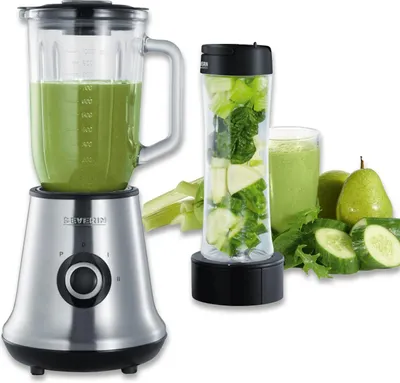 Produktbild von SEVERIN Multimixer + Smoothie Mix & Go SM 3737  aus Edelstahl, gebürstetschwarzsilber Standmixer Standmixer Mixbecher