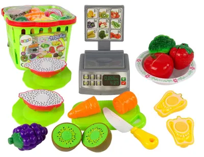 Produktbild von Leantoys Körbchen mit Schnittgemüse und Waage (Spielzeug, Rollenspiel)