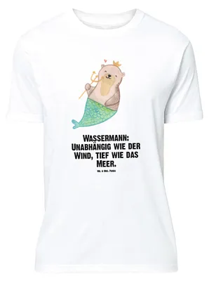 Produktbild von Mr. & Mrs. Panda Größe L T-Shirt Wassermann Astrologie - Weiß - Geschenk, Sternzeichen, mit Spruch, Shirt, Geburtstagsgeschenk, Tshirt