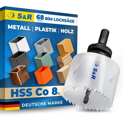 Zdjęcie produktu dla Zestaw pił do metalu S&R, dwumetali, 68 mm | Wiertło do metalu i wiertło do puszek – 68 mm - HSS CO 8%