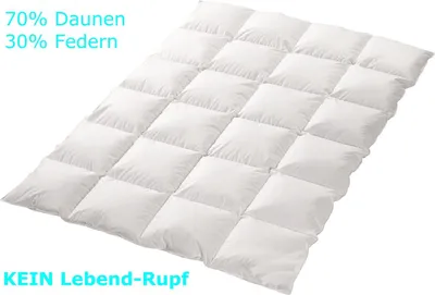 Produktbild von 4-Jahreszeiten 70%-Daunen-30%-Federn-Bettdecke "Trautesheim" gesteppte Kassetten Daunen Decke in 135x200cm mit 1100g Füllung - Wärmestufe 3 bis 4 - Bezug 100% Baumwolle - KEIN LEBEND-RUPF