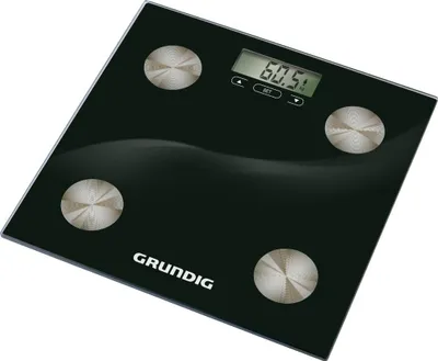Produktbild von Grundig Personenwaage Digital mit Körperanalyse - Körperfettwaage 180 kg - Digitale Waage mit Speicher für 12 Personen - Körperwaage mit LCD-Anzeige und 100g Genauigkeit