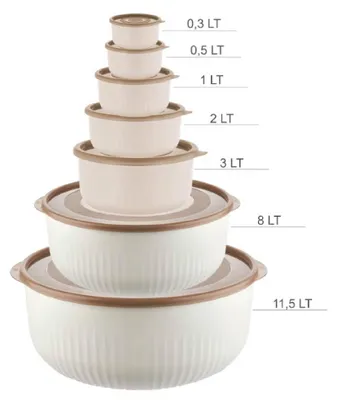 Produktbild von Vorratsdosen rund mit Deckel, (7er Set, 0,3L - 11,5L), BPA-frei