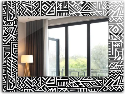 Produktbild von Bedruckter Spiegel - Wandspiegel - Dekorativer - Modern - 80x60 cm - Geometrisches Muster