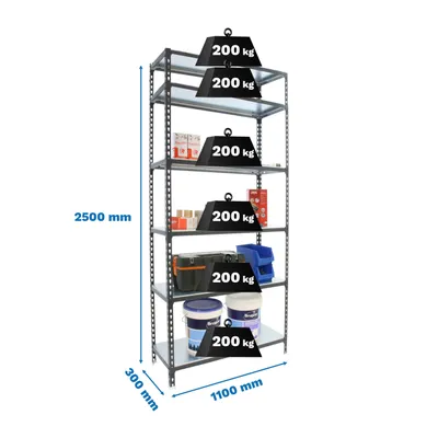 Produktbild von Metallregal SIMONCLICK SUPERPLUS 6/300 ANTRACITE/BRANCO